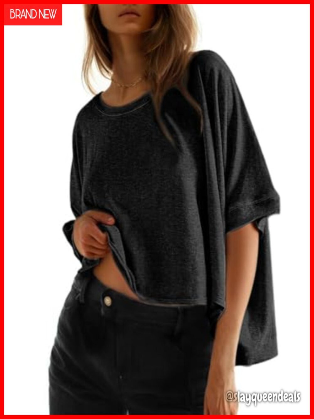 Oversized Round Neck Short Sleeve T-Shirt Tee Loose Fit Basic Top